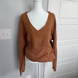 Honey Punch V-Neck Sweater - Tan